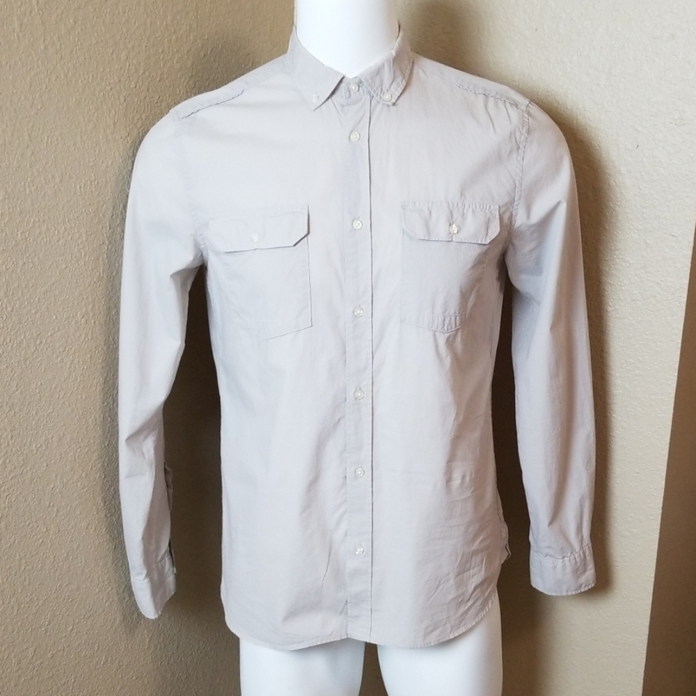 H & M Mens Tan Button Front Shirt Medium